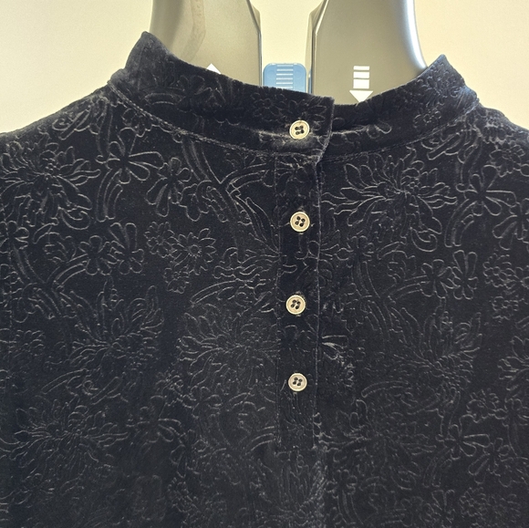 Altered State Choker Neck Trapeze Blk Embossed Velvet Dress Sz Large Sle… - Picture 6 of 9